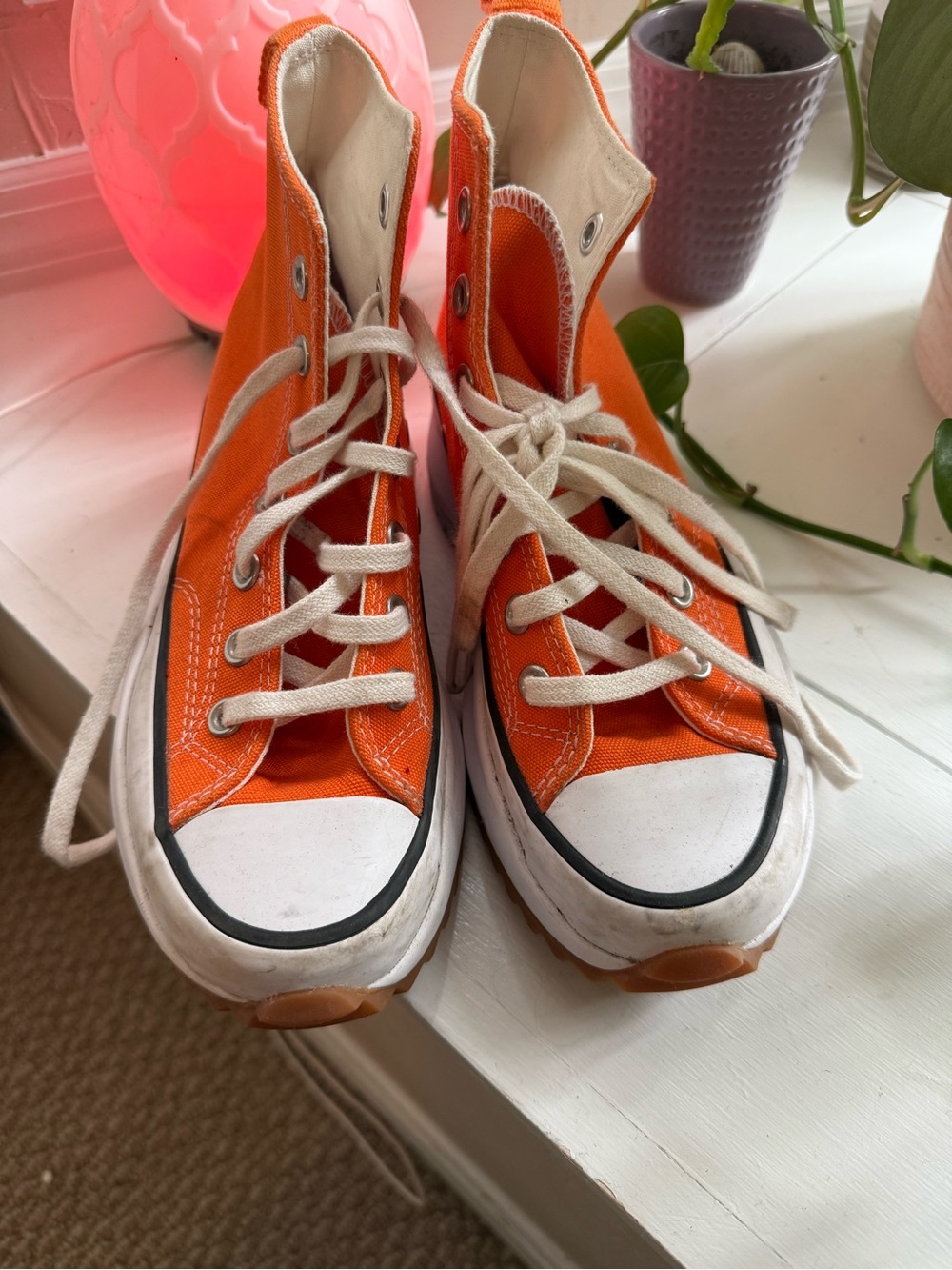 Converse Kids Orange High-Top Sneakers with White Toe
